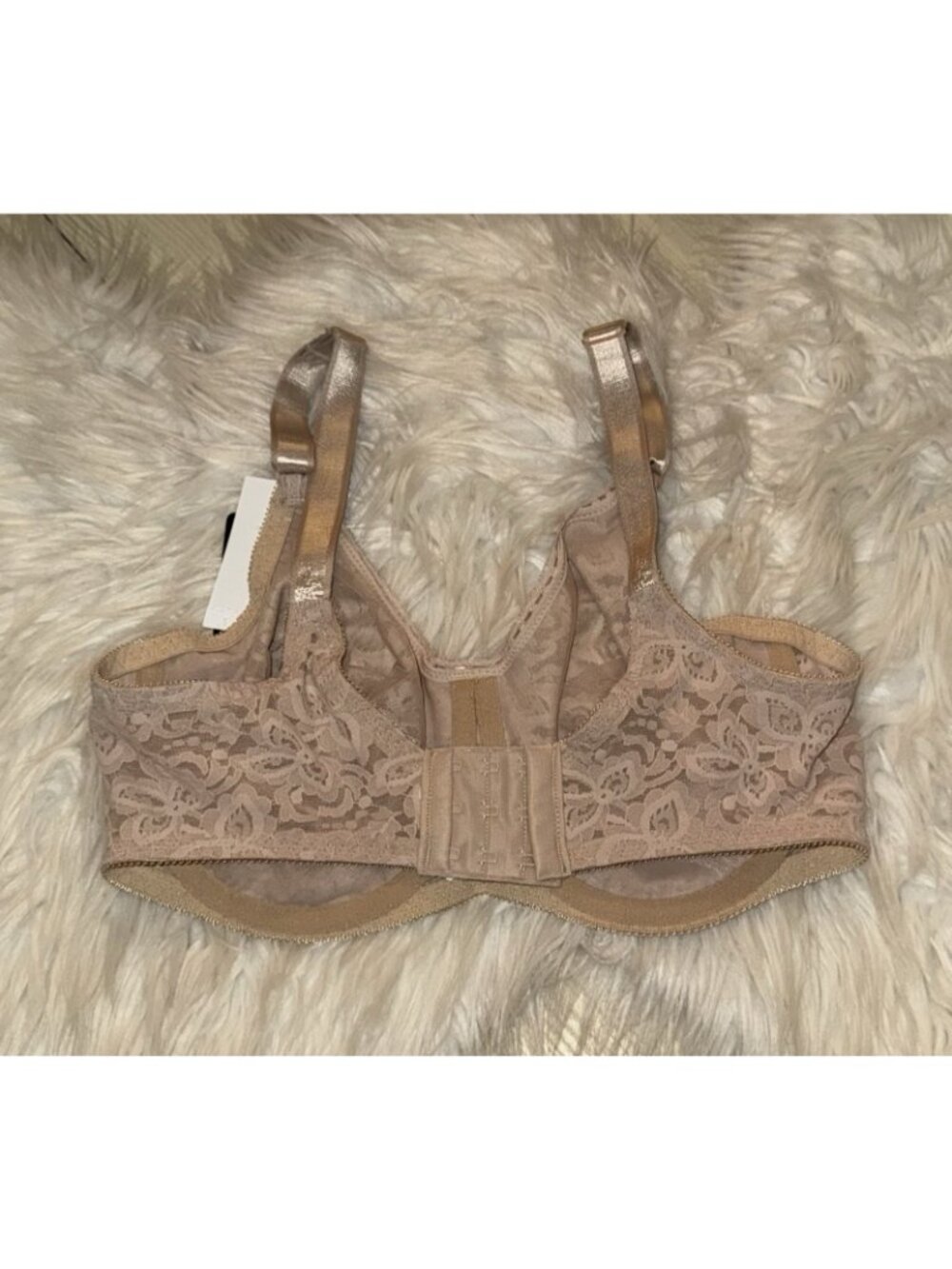 Bali 3432 Lace N Smooth Full Coverage Bra Underwire Sheer Womens 36D Beige New - Picture 4 of 6